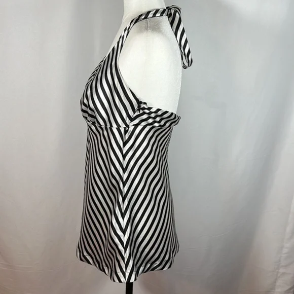 H&M Black & White Striped Satin Halter Top - Picture 3 of 7